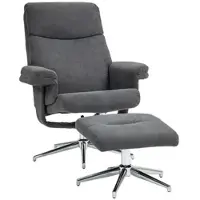 MODFU Relaxsessel Set mit Hocker Dunkelgrau 106x85x78 cm Liegefunktion bis 130 Grad manuell verstellbar Samtoptik 150 kg Holzrahmen