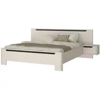 Forte VODOL Bettgestell 180 x 200 cm, modernes Bett mit integrierten Nachtschränken, Holzwerkstoff, 276,5 cm breit x 94 cm hoch x 215,2 cm tief
