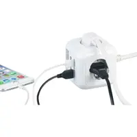 Revolt 4-fach-Steckdosen-Würfel mit 2 USB-Ladeports und Halterung
