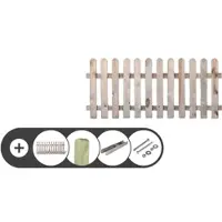 Meingartenversand.de Komplettset Holz Gartenzaun – Zaun aus KDI-Kiefer/Fichten Holz - Zaunpaket mit Pfosten und Zubehör - optimal mit Gartenpforte und Doppeltor