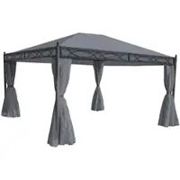 Mendler Pergola Cadiz, Garten Pavillon, stabiles 7cm-Gestell mit Seitenwand + Moskitonetz grau 4x3m