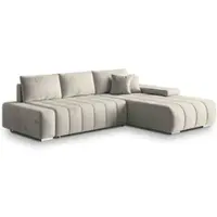 Masseno Ecksofa ALESE R-S mit Schlaffunktion L-Form, Sofa mit Bettkasten, Wohnzimmersofa, Couch, Soffa, Bettsofa, Couchgarnitur- Creme, MONOLITH 02