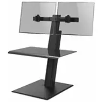 Humanscale QuickStand Eco Steh-Sitz Arbeitsplatz mit 2-fach Monitorhalter, schwarz