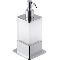 BRILLANTBAD BASA Seifenspender Glas Messing Milchglas Chrom 75x180x75 mm, 200 ml für Bad & Küche >> Freistehend anwendbar