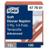 Tork Serviet Tork 39x39 cm 3-lag Terracotta,12 pk x 100 stk/krt