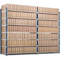 Proregal Aktenregal Maximus Doppelseitig HxBxT 200 x 100 x 68 cm 5 Ebenen Offener Fachboden Bis Zu 120 Archivordnern Lichtblau & Lichtgrau