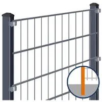 Wellker Doppelstabmattenzaun zum Einbetonieren Rundum-sorglos-Paket Anthrazit Komplettset, Halteplättchen, 2030 mm,27,5 m,6/5/6 mm,gerade