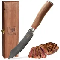 Zayiko Kurumi Damast Steakmesser I 12 cm Klinge I Nussbaumgriff I Holzbox