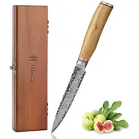 Wakoli Allzweckmesser I 12,5cm Klinge I Olivenholzgriff und Hammerschlag