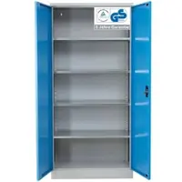Proregal Stahlschrank BEE mit 7 lackierten Fachböden | HxBxT 195x92x60cm | Grau-Hellblau | Werkstattschrank Werkzeugschrank Aktenschrank