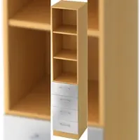 Bümö office Aktenschrank Regal mit Schubladen, Büroschrank schmal aus FSC-Holz, 40cm breit in Buche/Silber - Aktenregal & Schubladenschrank mit