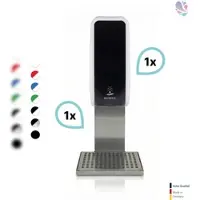 Blanc HYGIENIC SET: Desinfektionsspender SENSOR, berührungslos Blanc Cosmos versch. Farben+Edelstahlhalterung mit Auffangschale