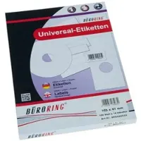 Büroring Etiketten, 105 x 41 mm, 1400 Etiketten, weiß, für Laser-, Farblaser-, Inkjetdrucker, Kopierer, lösungsmittelfrei, Blattformat: DIN A4