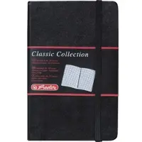 Herlitz Notizbuch A6 96 Blatt Kunstleder mit Faltentasche kariert Packung mit 80 Stück