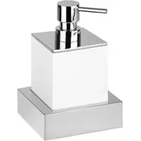 BRILLANTBAD MAXIMA Seifenspender Polyresin Messing Chrom Weiß 115x160x95 mm, 200 ml für Bad & Küche >> zum Bohren