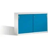 C+P Akten-Sideboard Acurado mit Schiebetüren, 2 x 2 Ordnerhöhen, H1000xB1600xT500mm Front Lichtblau Korpus Lichtgrau