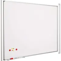 Proregal Magnetisches Whiteboard Slim | HxB 100x150cm | 8mm-Platte | inkl. Befestigungsmaterial & Stiftablage | Lackierter Stahl | Aluminium/Weiß
