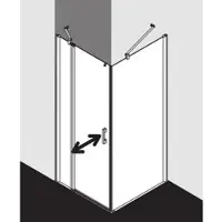 Kermi Pega Pendeltür 1-flügelig mit Festfeld PE1NL11020VZK 110x200cm, silber hochglanz ESG SR Arena C Clean, links, auf Duschwanne