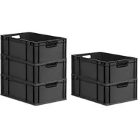 Proregal SparSet 5x Eurobox Nextgen Color HxBxT 22x40x60cm 44 Liter Griffe Schwarz Offen Schwarz Eurobehälter Transportbox Transportbehälter