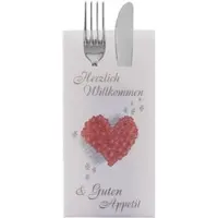 Sovie HORECA Besteckserviette Herzlich Willkommen in rot aus Linclass Airlaid 40 x 40 cm, 4x100 Stück