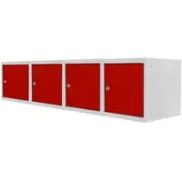 Proregal Mega Deal | 4x Schließfachwürfel Blocky mit Zylinderschloss + 2 Schlüssel | HxBxT 40x40x40cm | Lichtgrau/Rot