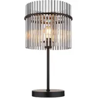 Globo LED Tischleuchte Glasstäbe rauch klar Beistelllampe schwarz Schlafzimmerlampe Nachttischlampe, Metall, 1x 7W 806Lm warmweiß, H 54,5 cm