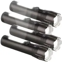 Pearl 4er-Set 2in1-Akku-LED-Taschenlampen mit COB-LED-Arbeitsleuchte, 230 lm
