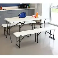 Lifetime Kunststoff Bierzeltgarnitur 3-teilig Weiß 183x70x74 cm