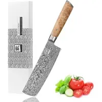 Zayiko Kinone Damast Nakirimesser - Classic I 17,5 cm Klinge I Wurzelholzgriff Birke