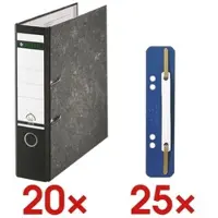 Leitz 20x Ordner »1080« inkl. 25er-Pack Kunststoff-Heftstreifen »3710« blau blau, 8x31.8x28.5 cm