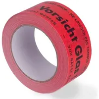 KK Verpackungen 108 Rollen Papier-Klebeband "Vorsicht Glas" nachhaltig Paketband Packband 50mm x 50m 135my braun / r