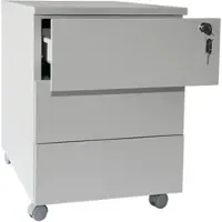 Szagato Rollcontainer Stahl Eco 3 Schubladen 53x40x59cm lichtgrau Bürocontainer Schreibtisch UnterschrankRollcontainers Rollcontainer Büro