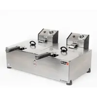 Romux Elektrische Fritteuse Professionelle 8+8 Liter Tischgerät Doppelt | Fritteuse aus Edelstahl 7000 W mit Sicherheitsthermostat