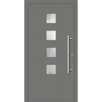 Haustuerenland.de Haustür mit Fingerprint "BEATRICE" 79 mm RC2 Graualuminium RAL 9007 beidseitig innen öffnend DIN rechts