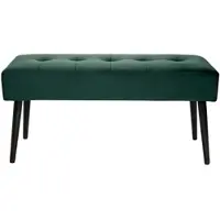 Miliboo Gepolsterte Design-Bank aus dunkelgrünem Samtstoff und schwarzem Metall L95 cm GUESTA