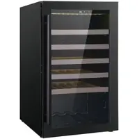 Chefgastro Weinkühlschrank VINCOOL für 49 Flaschen | 1x Glastür + LED & 1x Zone | 118 Ltr, HxBxT 82x48,5x60cm | +5/+20°C | Schwarz | + Geschirrtuch