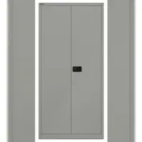 Bisley Universal Garderobenschrank abschließbar - Stahlschrank mit Hutboden & Kleiderstange, Mitteltrennwand & 3 Fachböden, Flügeltürenschrank mit