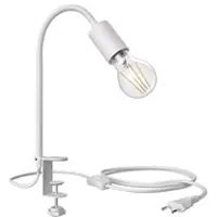 Ledscom.de E27 Klemmleuchte LELE mit Schwanenhals, weiß inkl. E27 LED 3-Stufen dimmbar warmweiß 6,96W 963lm