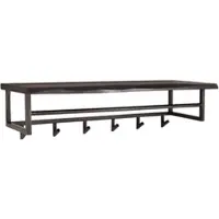 KAWOLA Garderobe ADORA Akazie Metall Hutablage 6 Haken schwarz