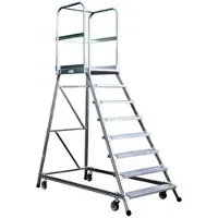 Iller-Leiter Iller Podestleiter fahrbar mit gefederten Lenkrollen Aluminium 6 Stufen