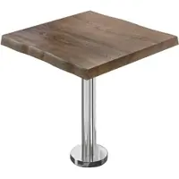 GGM Möbel PML | Bistro Baumkanten Tisch | Quadratisch | 70 x 70 x 77 cm | Walnuß / Edelstahl