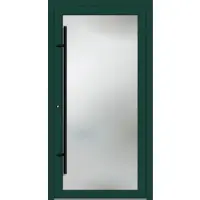 Haustuerenland.de PREMIUM Aluminium-Glas Haustür "AMY" 90 mm BLACKLINE flächenbündig Moosgrün RAL 6005 beidseitig innen öffnend DIN links