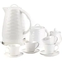 Rosenstein & Söhne Porzellan-Wasserkocher WSK-270, 1,7 l, 1500W mit Kaffee-/Tee-Service
