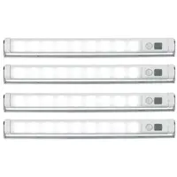 Lunartec 4er-Set Schwenkbare Lichtleisten, PIR, 9 SMD-LEDs, tageslichtweiß