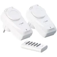 Revolt 2er-Set Outdoor-Funksteckdosen mit Fernbedienung, IP44, bis 3.680 Watt