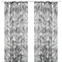 Arsvita Gardine Universalband 140 cm x 245 cm Voile mit Druck Schwarz Weiß 2er Pack