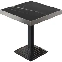 GGM Möbel BPY | Bistro Tisch | 70 x 70 x 81 cm | Quadratisch | Edelstahl Rand | Schwarz Marmor / Schwarz