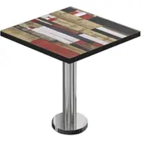 GGM Möbel BML | Bistro Tisch | 60 x 60 x 74,5 cm | Quadratisch | Schwarzer Rand | Vintage Bunt / Edelstahl