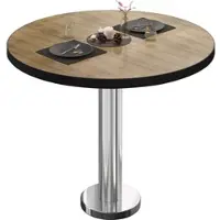 GGM Möbel BML | Bistrotisch | Ø:H 70 x 75 cm | Eiche / Edelstahl | Rund | Schwarzer Rand