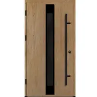 Haustuerenland.de Flügelüberdeckende Aluminium Haustür "FABIA" 82 mm RC2 BLACKLINE Turner Oak holzähnlich beidseitig außen öffnend DIN links